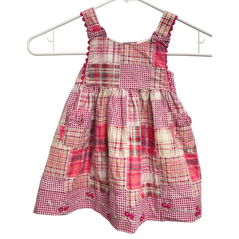 Vintage 90s Blueberi Boulevard Patchwork Baby Dress Gingham Cottagecore 18M